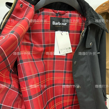 B@r X Ships Joint Japanese Unwaxed Jacket Red Plaid Sleeves Women's Hooded Jacket Loose