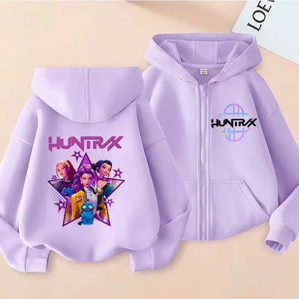 Y2k  Zip Up Sweatshirts Kpop Demon Hunters Hoodie Coat Children Clothes Kid Girl Boy Sweatshirt Zipper Hoody Baby Casual Top
