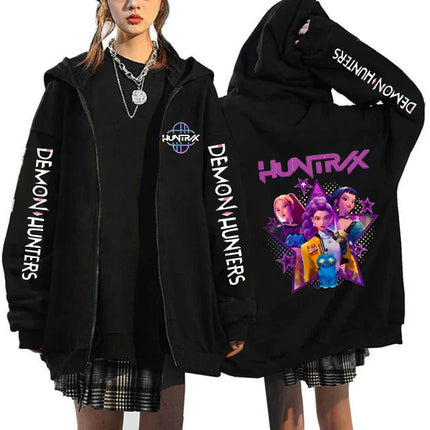 Hot Movie Kpop Demon Hunters Saja Boys Tigers Zip Up Hoodies Women Men Funny Zipper Sweatshirts Y2k Clothes Mange Vintage Hoody