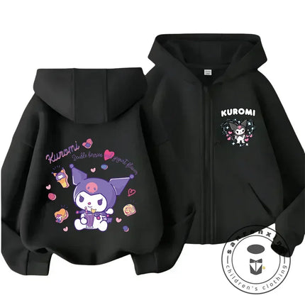 Kids Girls Kuromi Anime Hoodies Long Sleeve Sweatshirts Children Autumn and Winter 3 14 Years Old Cartoon Casual Hooded Tops