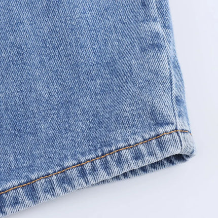 Spring Women's Suit Short Denim Shirt Jacket High Waist Department With Wide Leg Pants 2025 Casual Jacket Jeans 2-piece Set
