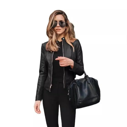 Fashionable Women's PU Leather Suit Jacket New Arrival Autumn Winter Small Outerwear Stylish EBay Style Wish Product