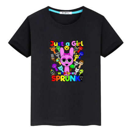 Sprunki print t shirt for kids boy 10year 100%Cotton Cute Tees Sprunki anime Short  Tops pride tshirt y2k one piece girl clothes