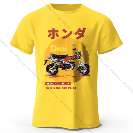 Retro Bike Art T-Shirt 100% Premium Cotton Slim Fit Hand Painted Motorcycle Graphic Tee for Riding Enthusiasts