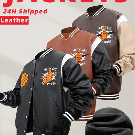 Men's Faux Leather Motorcycle Bomber Jacket Football Embroidery Baseball Uniforms 24H Shipped Spring&Autumn Loose Coats