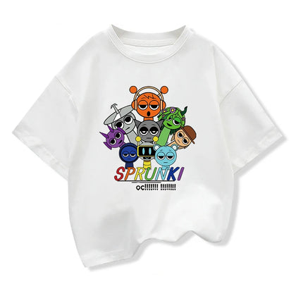 Summer Children's Short Sleeve T-Shirt  Spunki Horror Game Incredibox Tops Cartoon Clothes Tees Girls Boys Kids Cotton Clothing