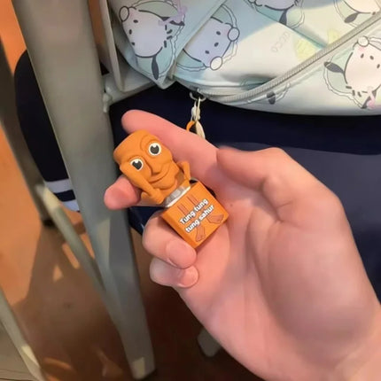 2025 New Tungtungtung Wooden Stick Man Button Keychain with Luminous Pendant - Anime Peripheral Decor Gift Toy