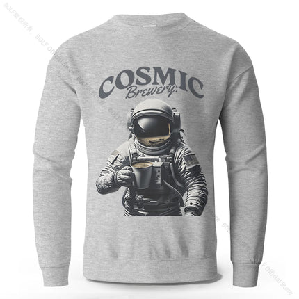 Men's Cosmic Brewery Printed Pure Cotton Sweatshirts Oversized Classic Graphic Pullovers for Men Women Tops