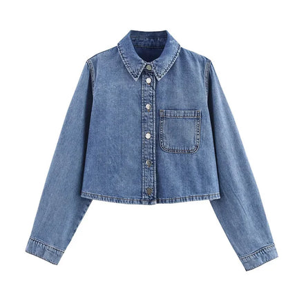Spring Women's Suit Short Denim Shirt Jacket High Waist Department With Wide Leg Pants 2025 Casual Jacket Jeans 2-piece Set