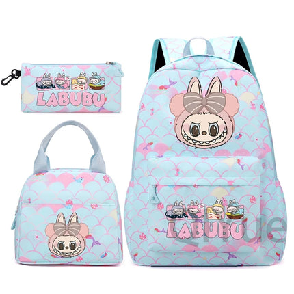 3Pcs/set Backpack for Girl School Teen Student Knapsack Women Rucksack with Lunch Bags Pencil Bag Fish Scale Style Bags