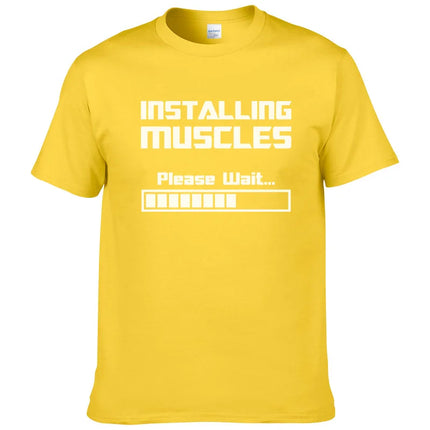 Summer New Tshirts Installing Muscles Please Wait Loading Bar Funny Print T Shirt Men Women  Cotton Short Sleeve Cool Tees #310