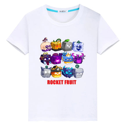 New Game Blox Fruits 100%Cotton t shirt for kids boy 10years Short Tops anime Tees y2k one piece pride tshirt kids clothes girls