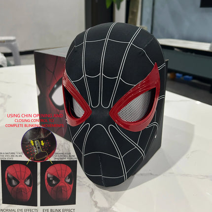 1:1 Marvel Spider Man Headgear Cosplay Moving Eyes Mask Spiderman Remote Control Elastic Mask Toys For Kids Halloween Gifts