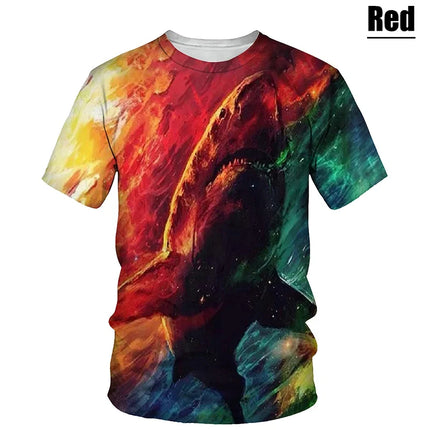 Unisex Fashion 3d Print T-shirt Cool Cartoon Shark Short Sleeve Tees Tops