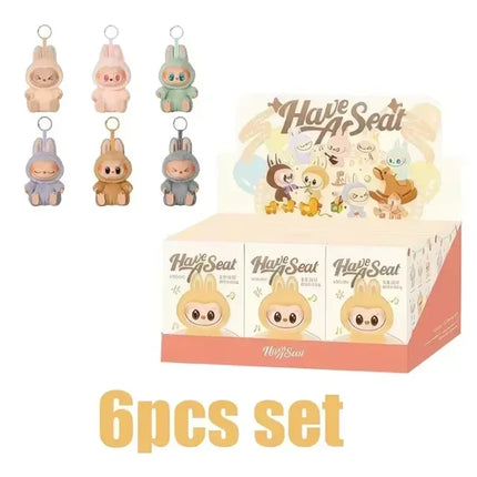 1:1 Quality Kawaii Monster For Labubu Blind Box Series PVC  Macaron Pendant Doll Monster Keychain Birthday Holiday Kids Gift