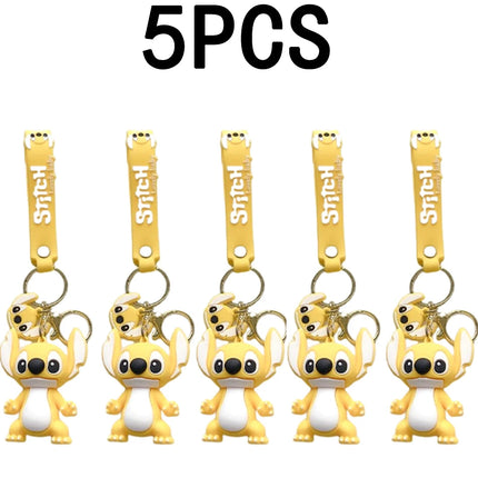 5Set 20PCS Wholesale Stitch Disney Keychain Figure Toy Cute Supple Cartoon Character Toy Keychain Pendant Fan Kid Birthday Gifts