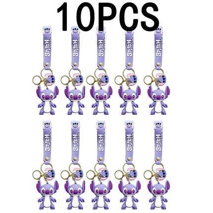 5Set 20PCS Wholesale Stitch Disney Keychain Figure Toy Cute Supple Cartoon Character Toy Keychain Pendant Fan Kid Birthday Gifts