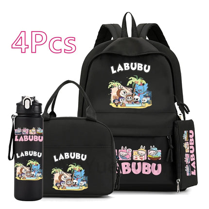 4Pcs/set Cute printed Backpack 750Ml Outdoor Sports Water Bottle Girl Boy Student Schoolbag Child Kid Large Capacity Bookbag