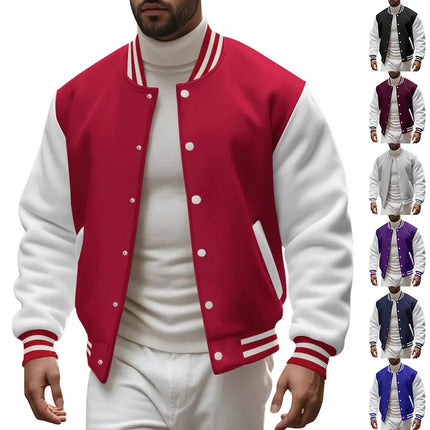 Men's Autumn and Winter Flight Jacket Baseball Jersey Velvet Loose Casual Stand-up Jacket Men Varsity Jacket Coat for Men