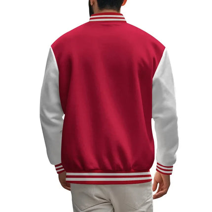 Men's Autumn and Winter Flight Jacket Baseball Jersey Velvet Loose Casual Stand-up Jacket Men Varsity Jacket Coat for Men