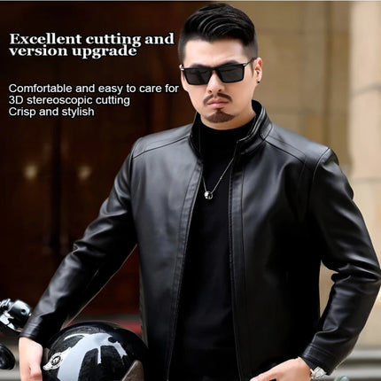 Men's Leather Jacket Spring Autumn Casual Standing Collar Highend Stylish Coats Young Trendy Slim Motorcycle Punk Gothic Jacket