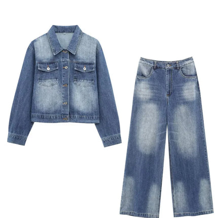 ZMEENNA 2025 Blue Denim Jacket For Women Long Sleeve Button Up Casual Top With Pockets Stylish Fashionable Trendy ZM699