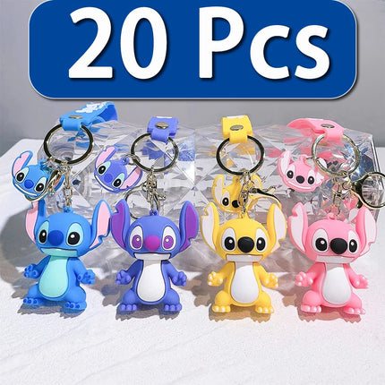 5Set 20PCS Wholesale Stitch Disney Keychain Figure Toy Cute Supple Cartoon Character Toy Keychain Pendant Fan Kid Birthday Gifts