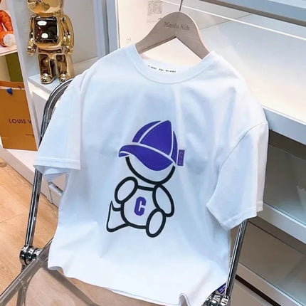 Summer Cool Kids Boy Casual Tops Cartoon Print Trendy Children's T-shirt Short Sleeve European And American Style Toddler Tees