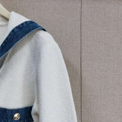 Denim Fights Navy V -neck Knitted Cardigan Age School Style Short Jacket French Niche 2025 Early Spring New Cardigan Women