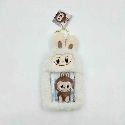 1pc Cartoon Plush Keychain Cloth Purse Photo Card Bag Plush Small Wallet Bank Card Storage Bag Keyring