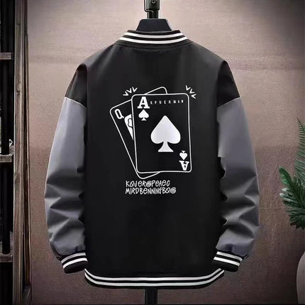 Smiling Face Embroidery Baseball Jacket Preppy Style Patchwork Outerwear Coat Men's Clothing Vintage Streetwear Hip Hop Jacket