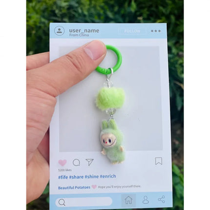 New Mini Standing and sitting postures Monster Car Keychain Flocking doll Bag Cell Phone Charm Pendant Backpack Decoration Gift