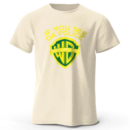 Men's If You See Da' Police Printed T-Shirt 100% Cotton Oversized Classic Funny Graphic Tees for Men Women Summer Tops