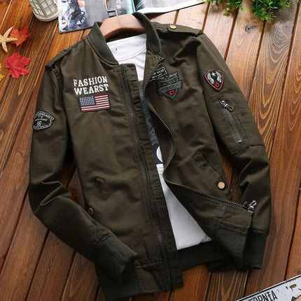 Fashion New Jacket Men's Spring and Autumn Trendy Embroidered Aviator Jacket American Baseball Suit Casual All-match Top