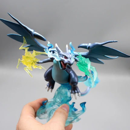 18cm Pokemon Gk Super Charizard X Anime Figure P Blue Pet Elf Convertible Model Statue Desktop Decoration Children Birthday Toys