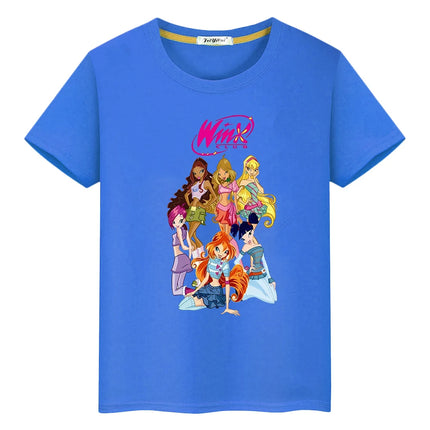 Winx Club print t shirt for kids boy 10year Cartoon 100%Cotton Short anime Tees Tops pride tshirt y2k one piece girls clothes