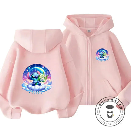 Children's Clothing Stitch Cartoon Hoodie+pant Boys Girls Casual Long Sleeved Sweatshirts 2 13 Years Old Kids Casual TOPS