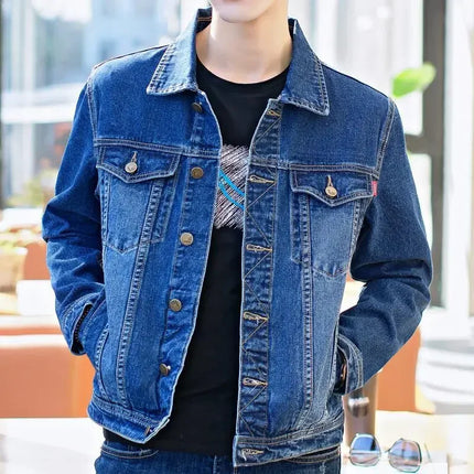 Men's Denim Jacket Short Casual Slim Black Male Jean Coats Button New in High Quality Trendy Cheap Price Stylish Low Cost Size L