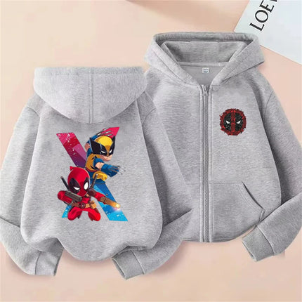 Deadpool & Wolverine Children Zipper cardigan Hoodies Girl Boy Kids Autumn Winter Clothing  Casual black Tops Sweatshirts