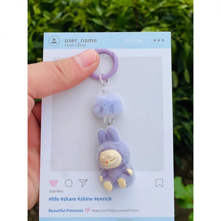New Mini Standing and sitting postures Monster Car Keychain Flocking doll Bag Cell Phone Charm Pendant Backpack Decoration Gift