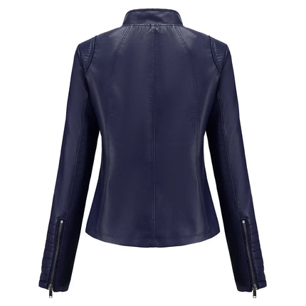 2025 Women's Leather Jacket Spring Autumn Thin Motorcycle Suit European Size Leather Jacket Short Fashion Women's Jacket
