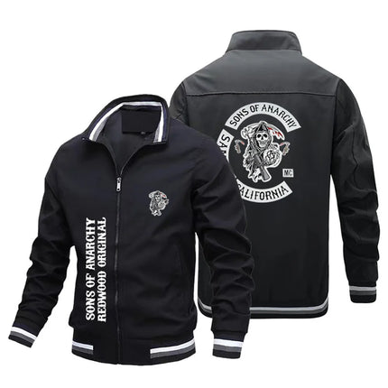 Men's printed jacket, fashionable American street jacket, men's motorcycle jacket, Knight S-XL