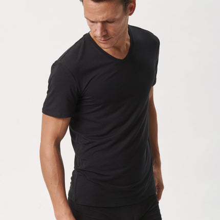 2 stk Sorte slim fit v-hals bambus T-shirts