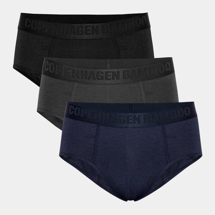 3 par bambus herretrusser i sort - navy - grå