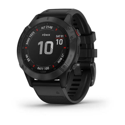 Garmin fenix 6 Pro - 47 mm - black - sports watch with band - silicone - black - wrist size: 125-208 mm - display 1.3" - 32 GB - Bluetooth, Wi-Fi, ANT+ - 60 g