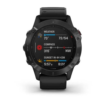 Garmin fenix 6 Pro - 47 mm - black - sports watch with band - silicone - black - wrist size: 125-208 mm - display 1.3" - 32 GB - Bluetooth, Wi-Fi, ANT+ - 60 g