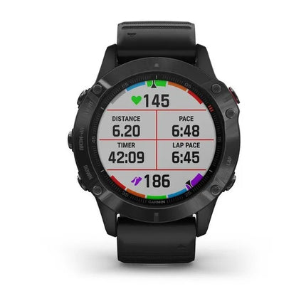 Garmin fenix 6 Pro - 47 mm - black - sports watch with band - silicone - black - wrist size: 125-208 mm - display 1.3" - 32 GB - Bluetooth, Wi-Fi, ANT+ - 60 g