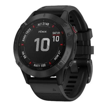 Garmin fenix 6 Pro - 47 mm - black - sports watch with band - silicone - black - wrist size: 125-208 mm - display 1.3" - 32 GB - Bluetooth, Wi-Fi, ANT+ - 60 g