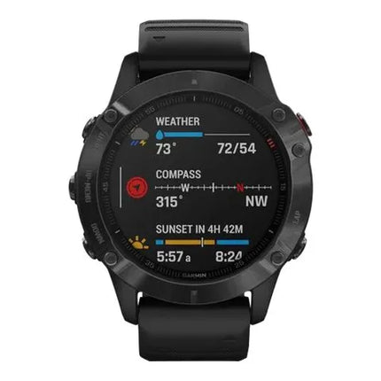 Garmin fenix 6 Pro - 47 mm - black - sports watch with band - silicone - black - wrist size: 125-208 mm - display 1.3" - 32 GB - Bluetooth, Wi-Fi, ANT+ - 60 g