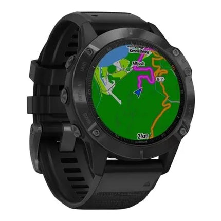 Garmin fenix 6 Pro - 47 mm - black - sports watch with band - silicone - black - wrist size: 125-208 mm - display 1.3" - 32 GB - Bluetooth, Wi-Fi, ANT+ - 60 g